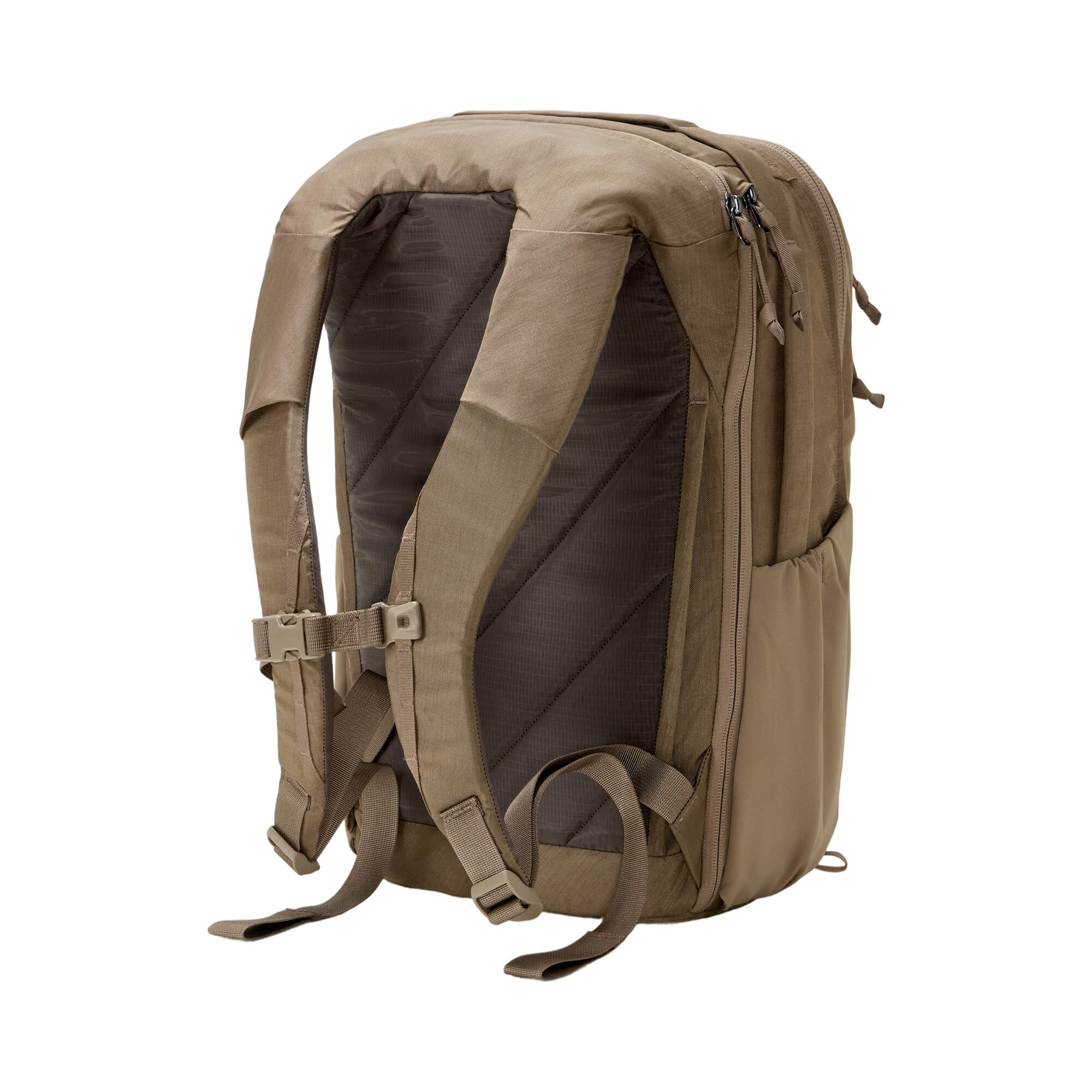 EDAY-13019c-FBN-EGS, EVERGOODS CIVIC Travel Bag 20L, Fossil Brown, бічний профіль з еластичною кишенею для пляшки