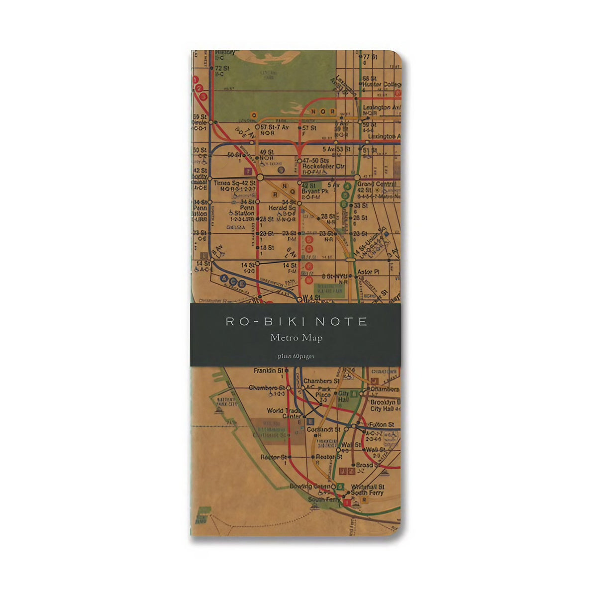 EDAY-RBN-GA035-YPI, Yamamoto Paper RO-BIKI NOTE — Map Series, Metro Map, блокнот закритий, обкладинка з паперовим бандеролем
