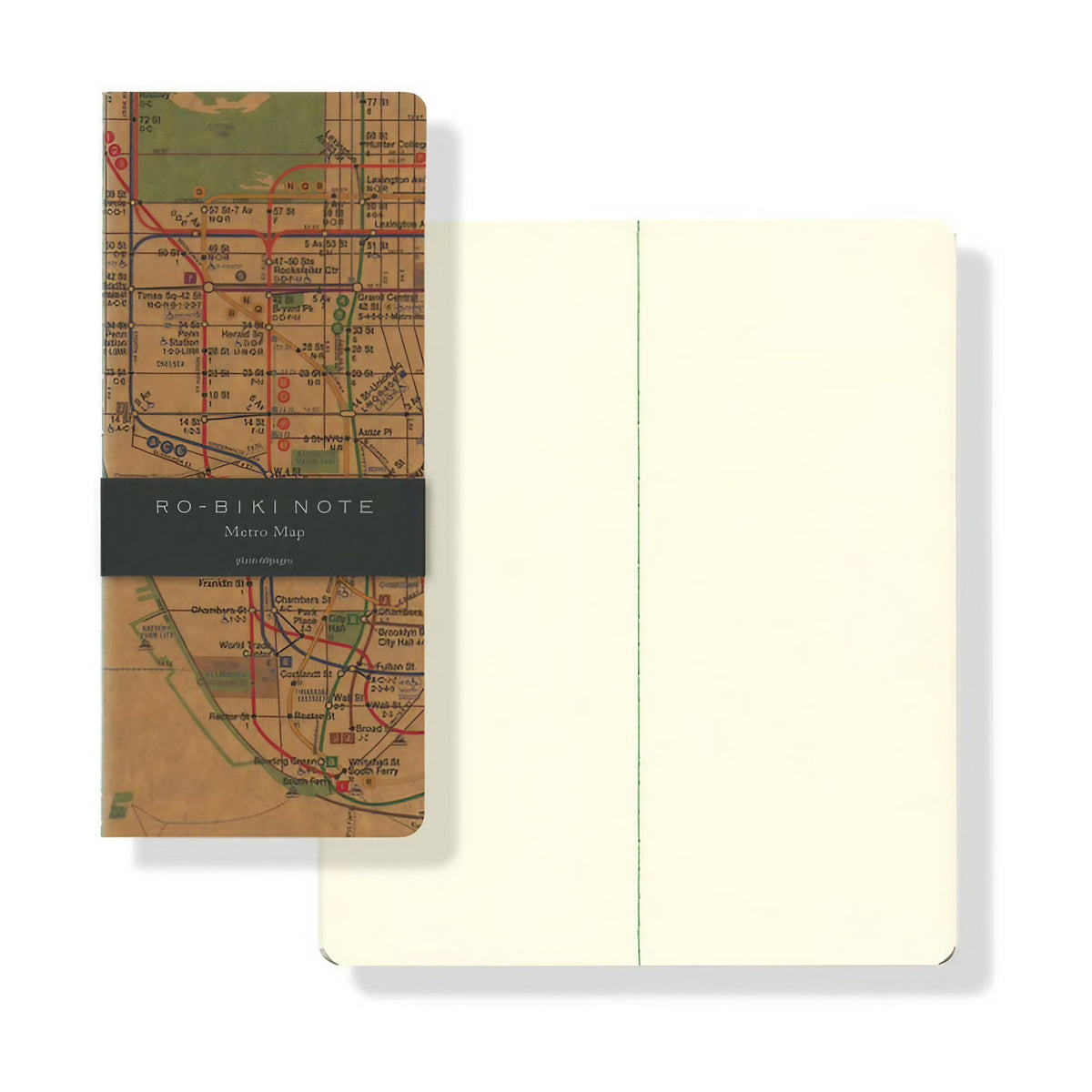 EDAY-RBN-GA035-YPI, Yamamoto Paper RO-BIKI NOTE — Map Series, Metro Map, блокнот розкритий, чисті кремові сторінки