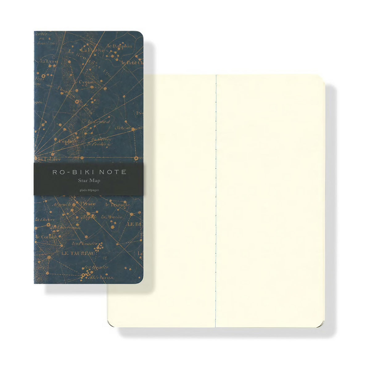 EDAY-RBN-GA036-YPI, Yamamoto Paper RO-BIKI NOTE — Map Series, Star Map, блокнот розкритий, чисті кремові сторінки
