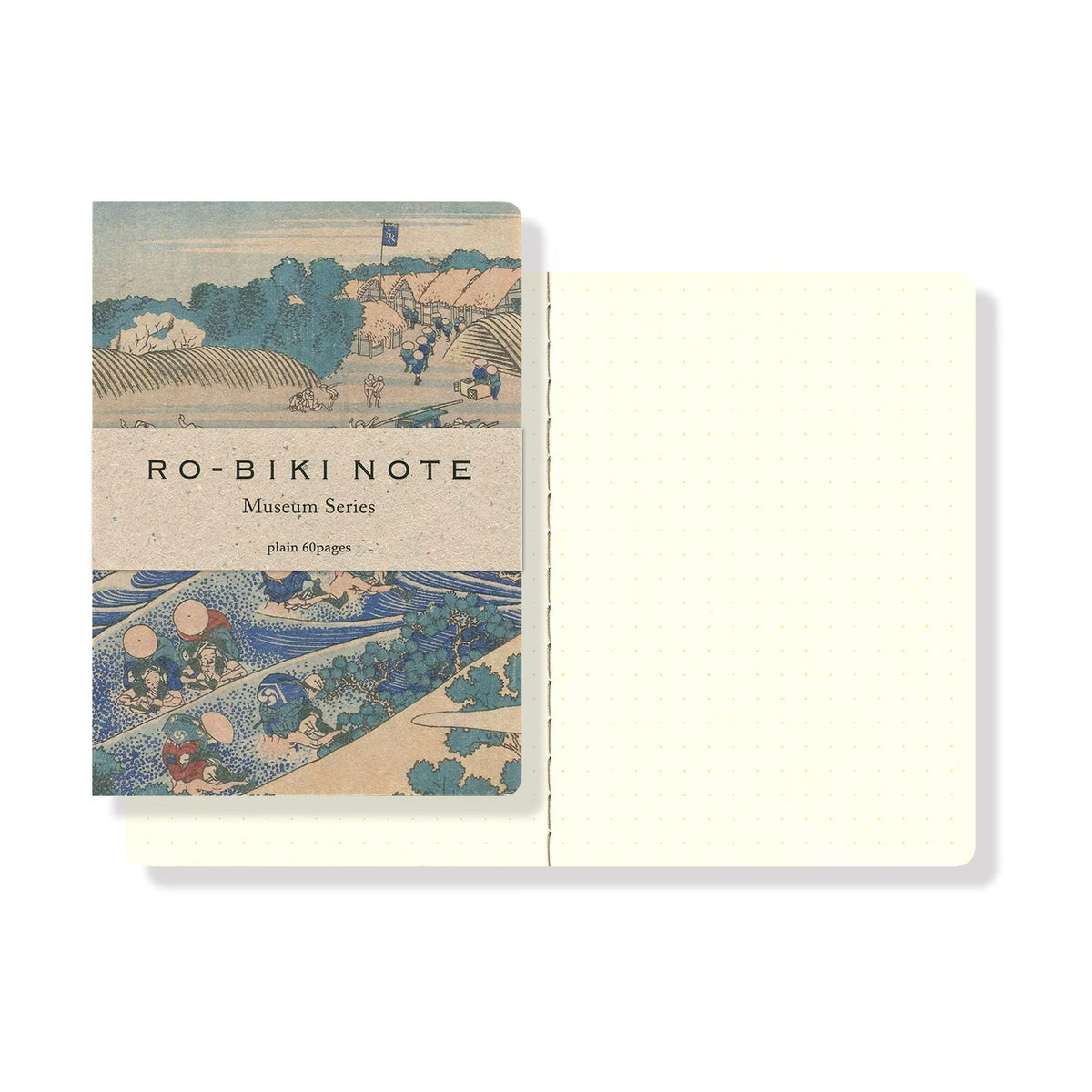 EDAY-RBN-M-TOKAIDO-YPI, Yamamoto Paper RO-BIKI NOTE — Museum Series, TOKAIDO, блокнот розкритий, точкова сітка на сторінках