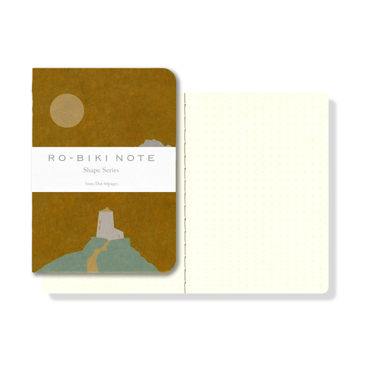 EDAY-RBN-S-LH-YPI, Yamamoto Paper RO-BIKI NOTE — Shape Series, Lighthouse, блокнот розкритий, точкова сітка на сторінках