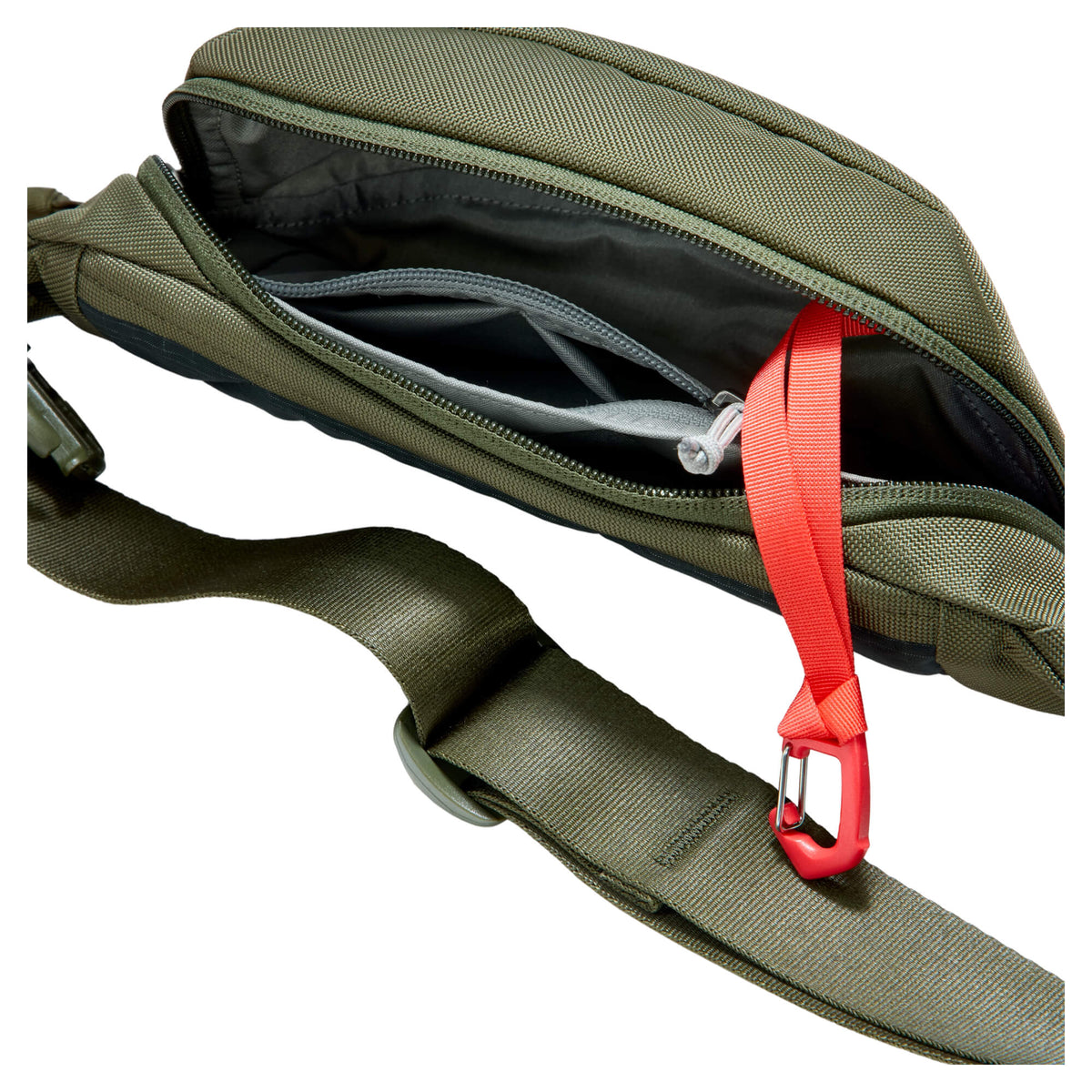 EDAY-13025a-ODG-EGS, EVERGOODS CIVIC Access Sling 1L, OD Green, застібка-блискавка зблизька, карабін на ремені