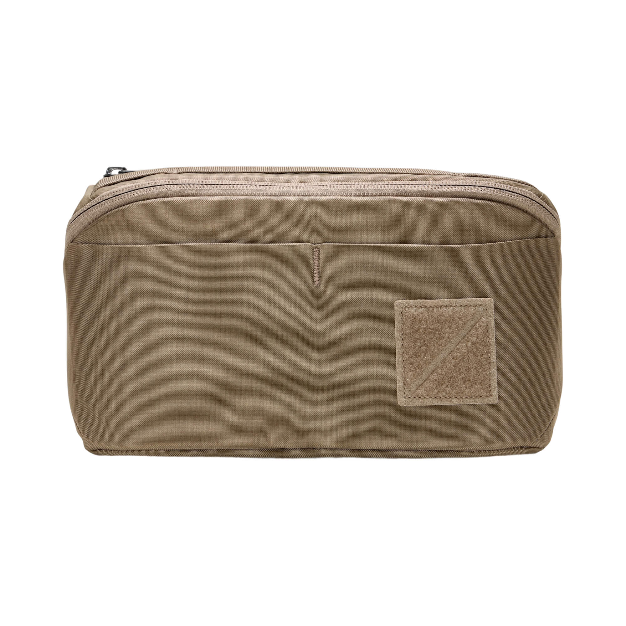 EVERGOODS CIVIC Access Pouch 2L, Fossil Brown, фронтальний вигляд з велкро-патчем