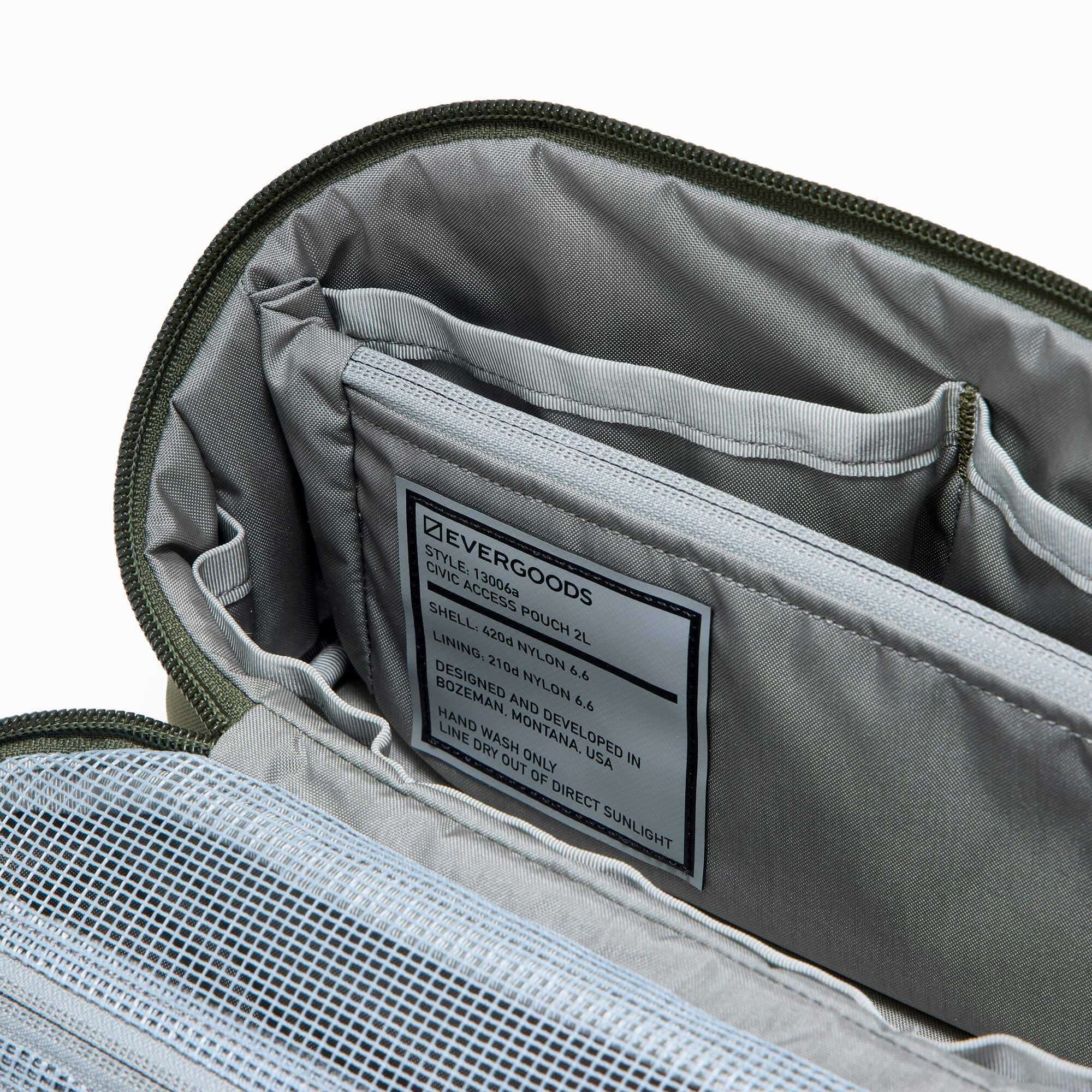EDAY-13006a-ODG-EGS, EVERGOODS CIVIC Access Pouch 2L, OD Green, вшита бирка зі складом тканини 420d Nylon 6.6