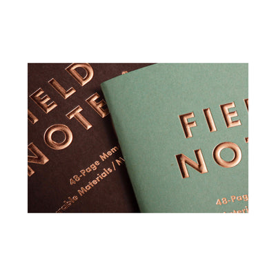 Блокнот Field Notes Lucky — м'ятна та коричнева обкладинки крупним планом з логотипом