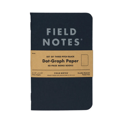 Блокнот Field Notes Pitch Black Memo Book Dot-Graph Front